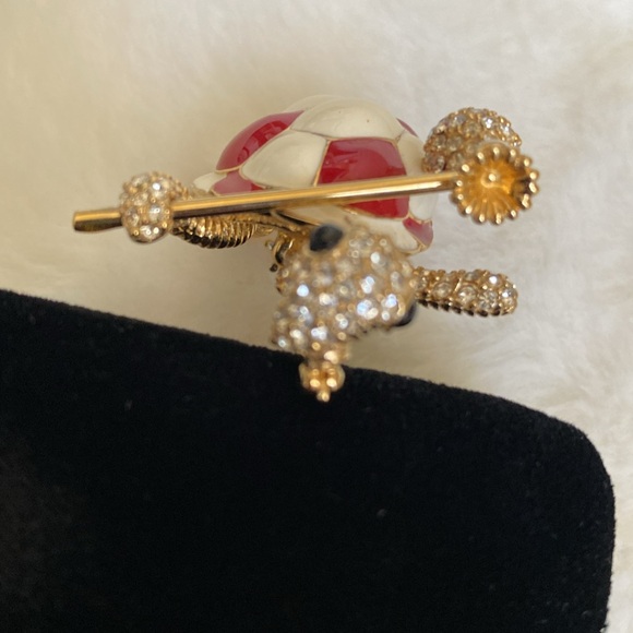 *NWT* Rare Vintage CINER Red & White Enamel/Gold Plated/Crystal Turtle Brooch - Picture 6 of 7